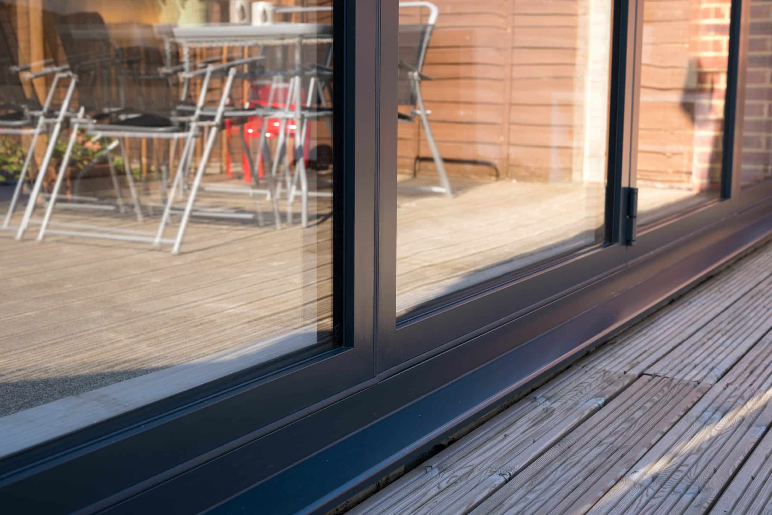 close up profiles of origin  bifold doors in grey