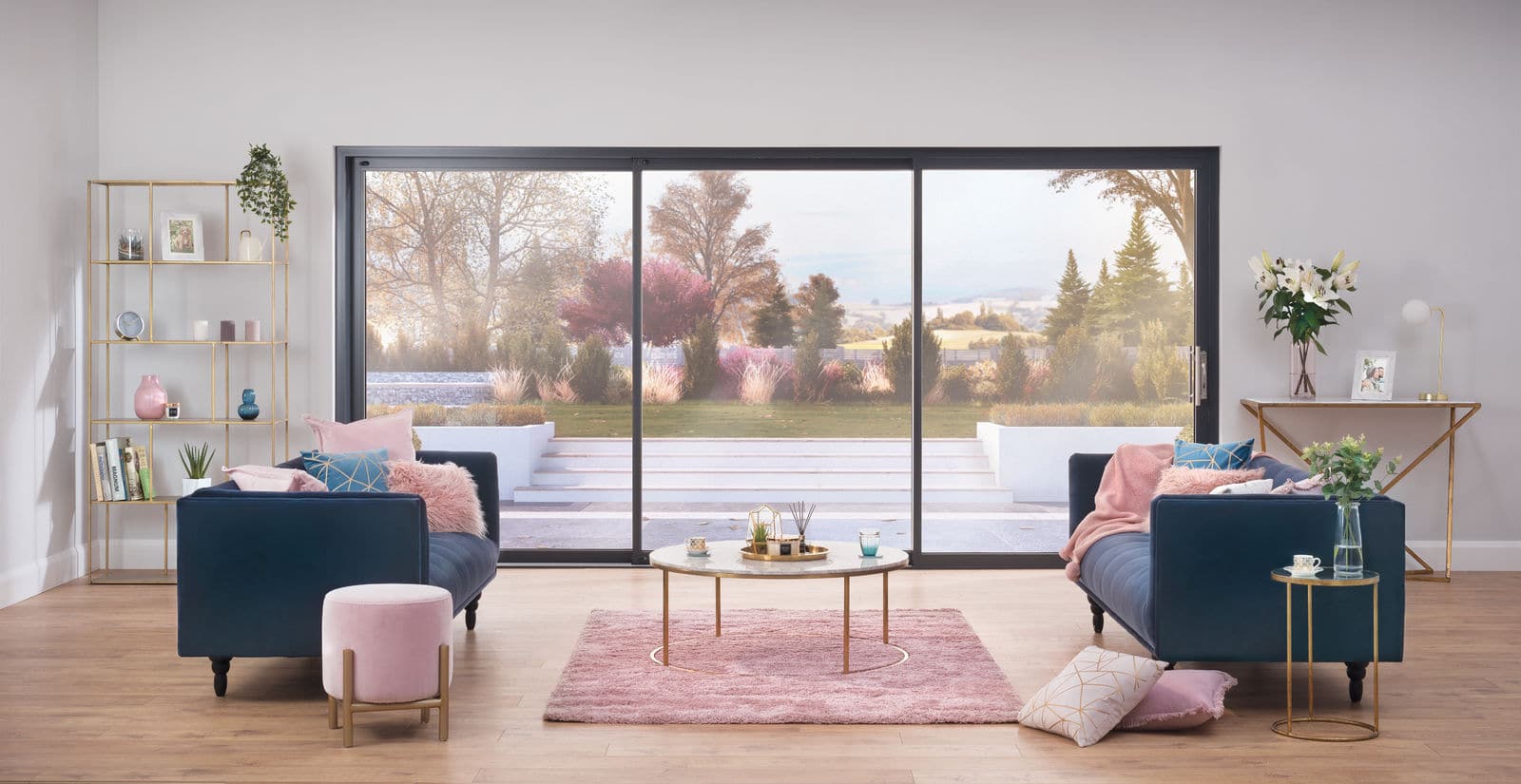 origin sliding doors in three panels with winter garden view